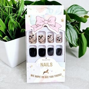 🆕️DIY False Press On Nails 24 pcs Short Leopard Black Prints